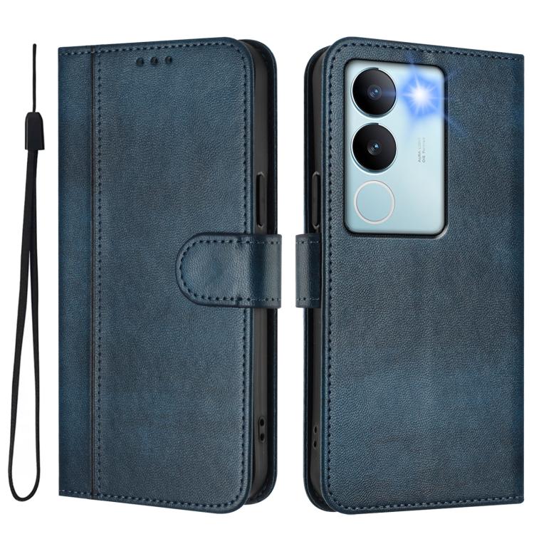 For vivo V29 5G Global / V29 Pro Line Splicing Buckle Retro Leather Phone Case