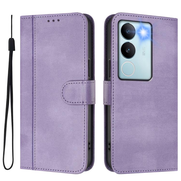 For vivo V29 5G Global / V29 Pro Line Splicing Buckle Retro Leather Phone Case