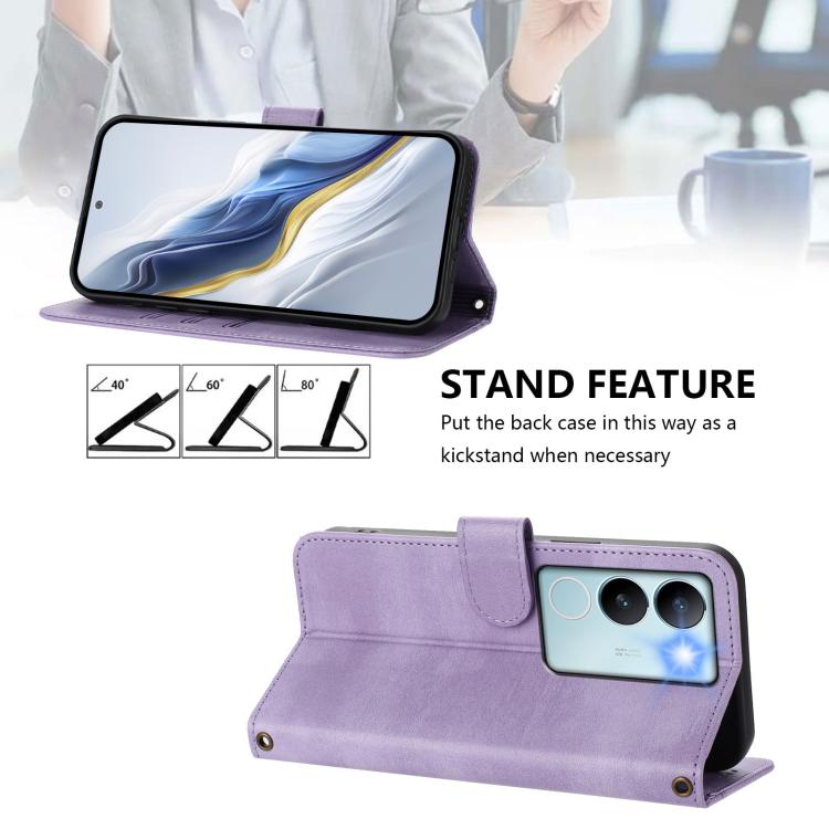 For vivo V29 5G Global / V29 Pro Line Splicing Buckle Retro Leather Phone Case