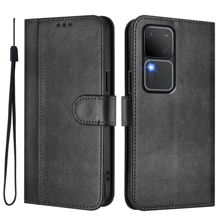 For vivo V30 5G / V30 Pro 5G Global Line Splicing Buckle Retro Leather Phone Case