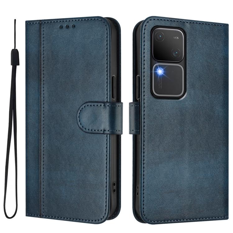 For vivo V30 5G / V30 Pro 5G Global Line Splicing Buckle Retro Leather Phone Case