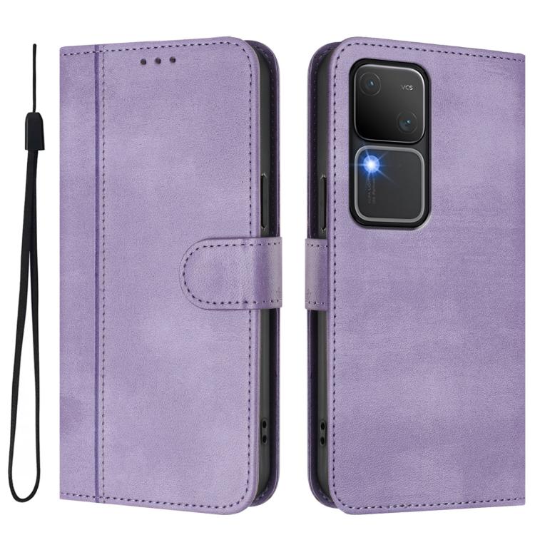 For vivo V30 5G / V30 Pro 5G Global Line Splicing Buckle Retro Leather Phone Case