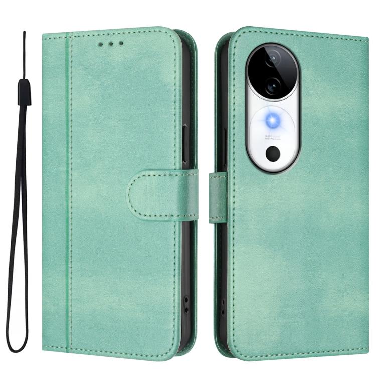 For vivo S19 Line Splicing Buckle Retro Leather Phone Case