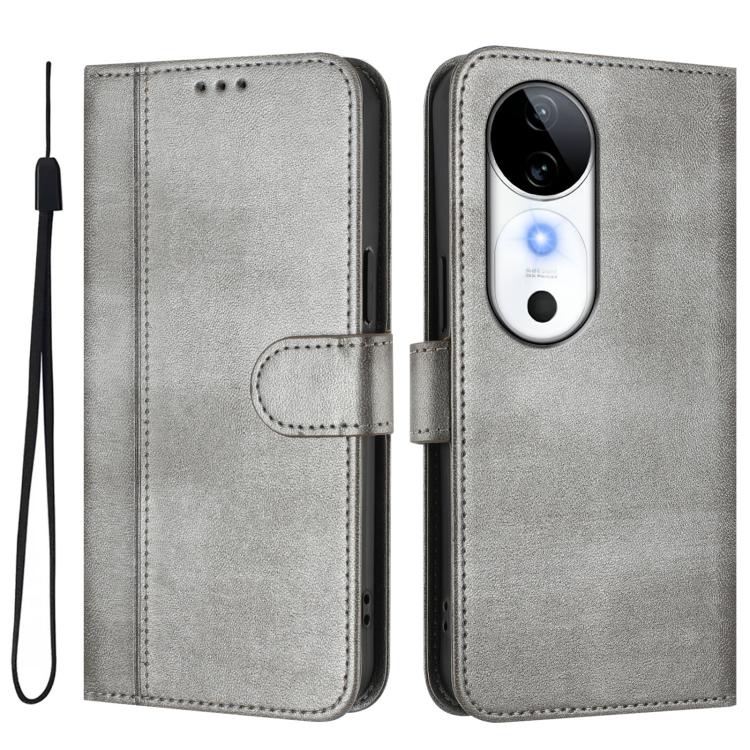 For vivo S19 Line Splicing Buckle Retro Leather Phone Case