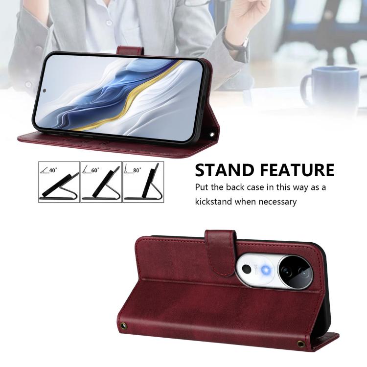 For vivo S19 Line Splicing Buckle Retro Leather Phone Case