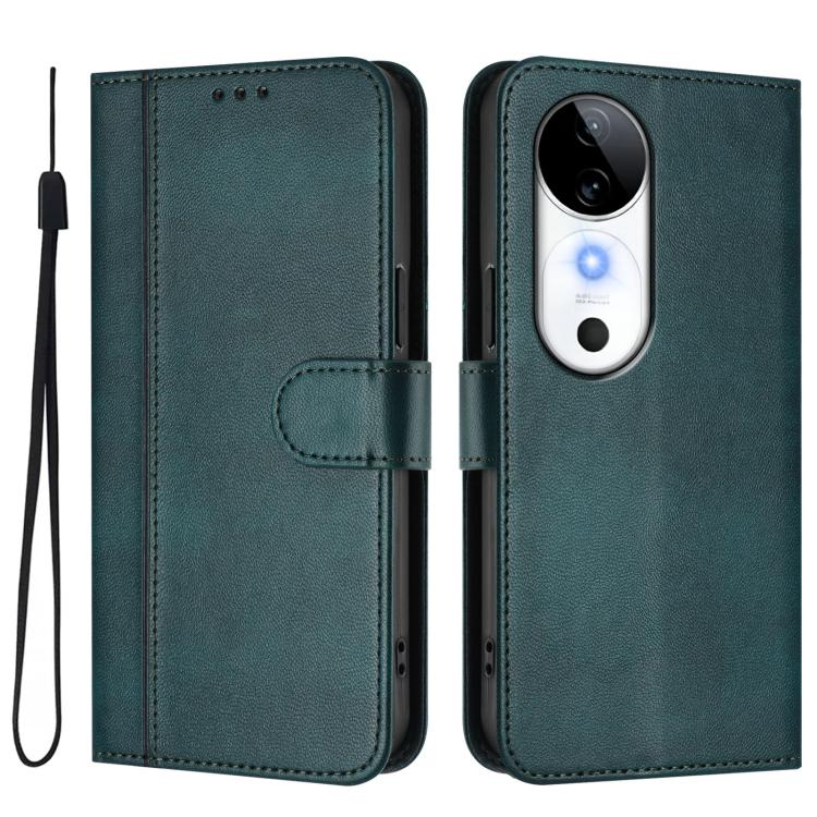 For vivo S19 Line Splicing Buckle Retro Leather Phone Case