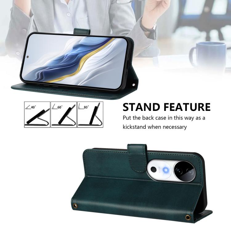 For vivo S19 Line Splicing Buckle Retro Leather Phone Case