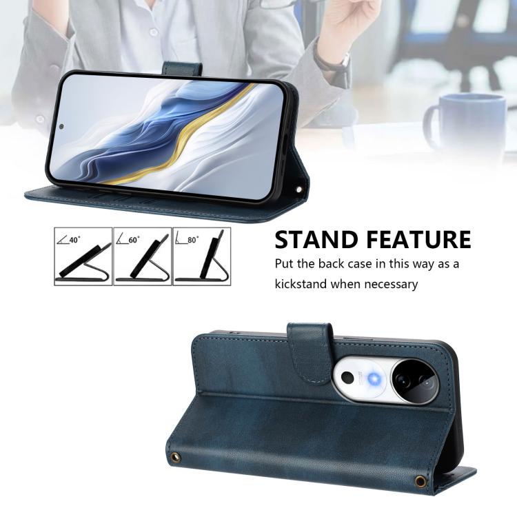 For vivo S19 Line Splicing Buckle Retro Leather Phone Case