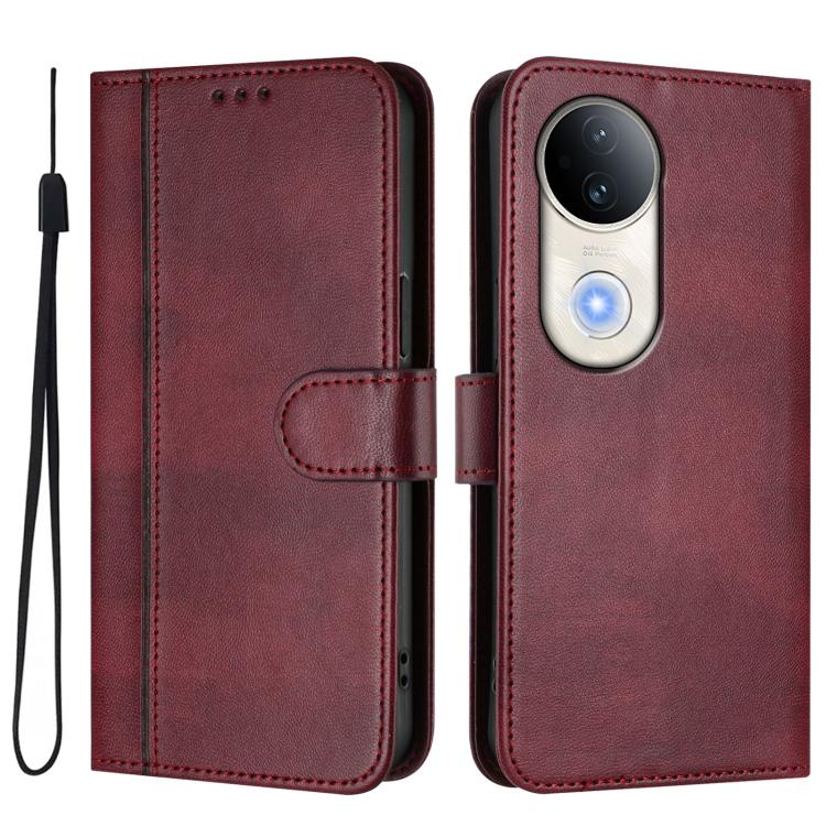 For vivo S20 5G Line Splicing Buckle Retro Leather Phone Case