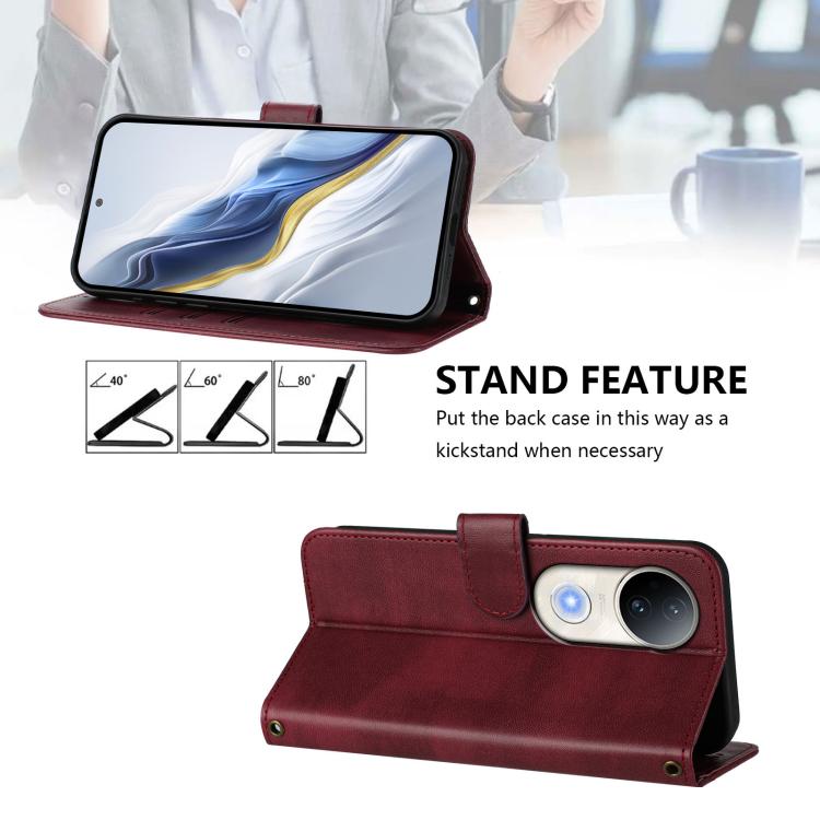 For vivo S20 5G Line Splicing Buckle Retro Leather Phone Case