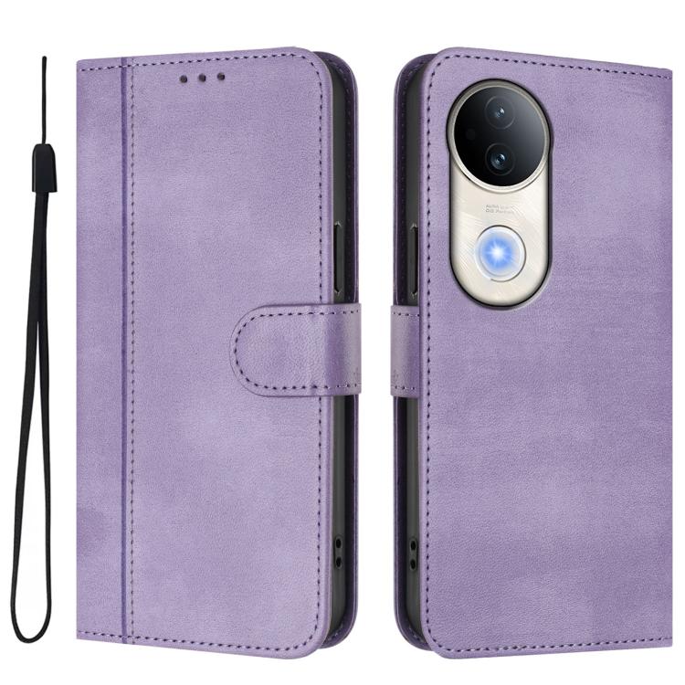 For vivo S20 5G Line Splicing Buckle Retro Leather Phone Case
