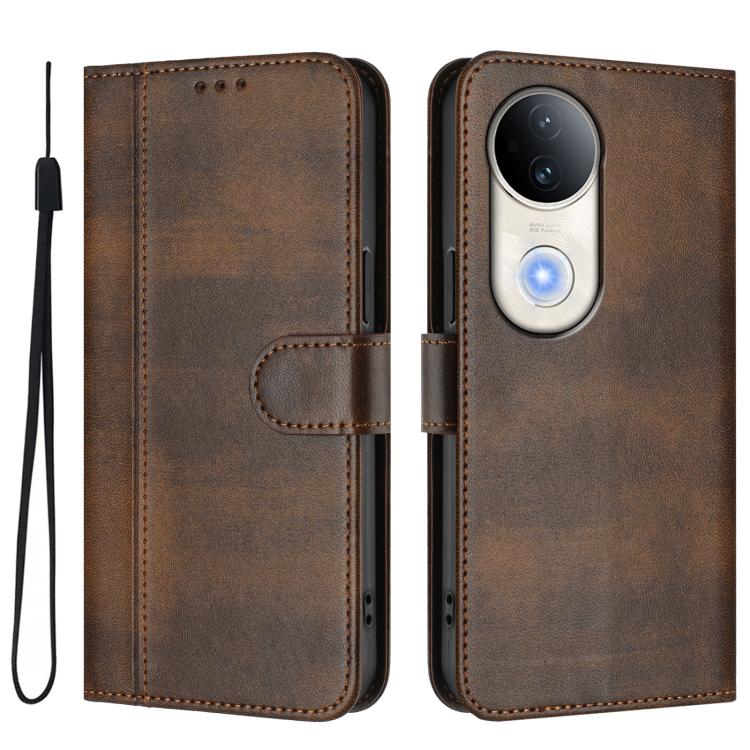 For vivo S20 5G Line Splicing Buckle Retro Leather Phone Case