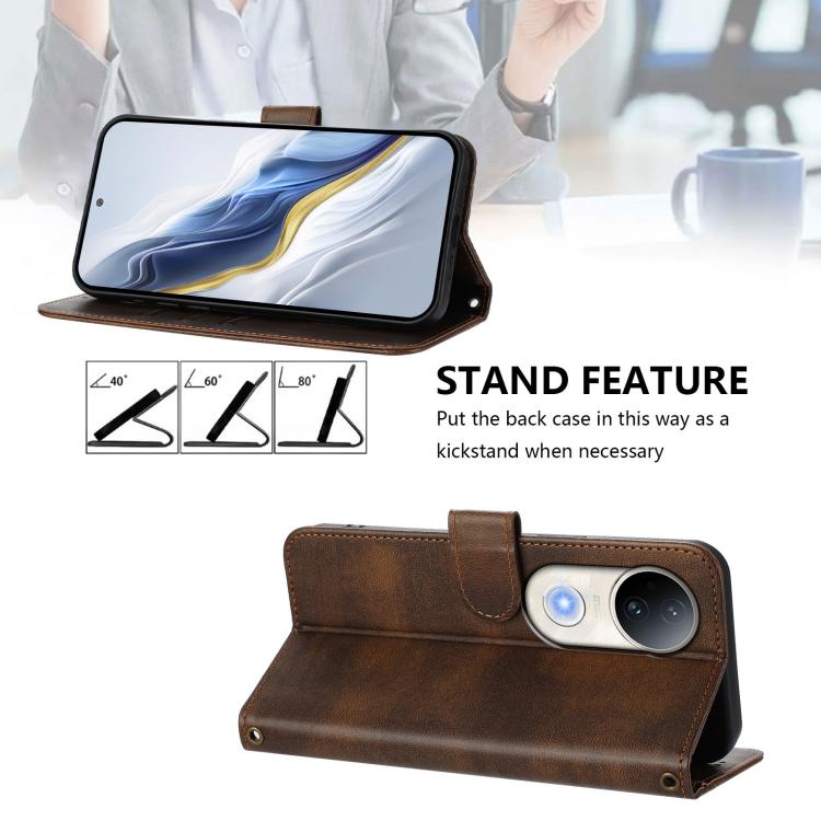 For vivo S20 5G Line Splicing Buckle Retro Leather Phone Case