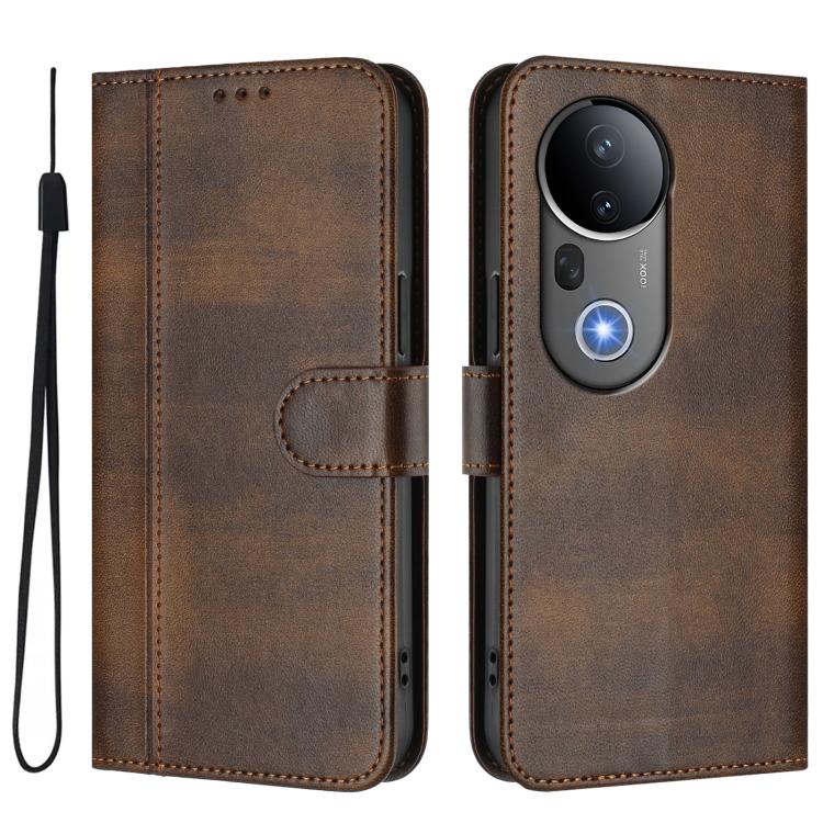 For vivo S20 Pro 5G Line Splicing Buckle Retro Leather Phone Case