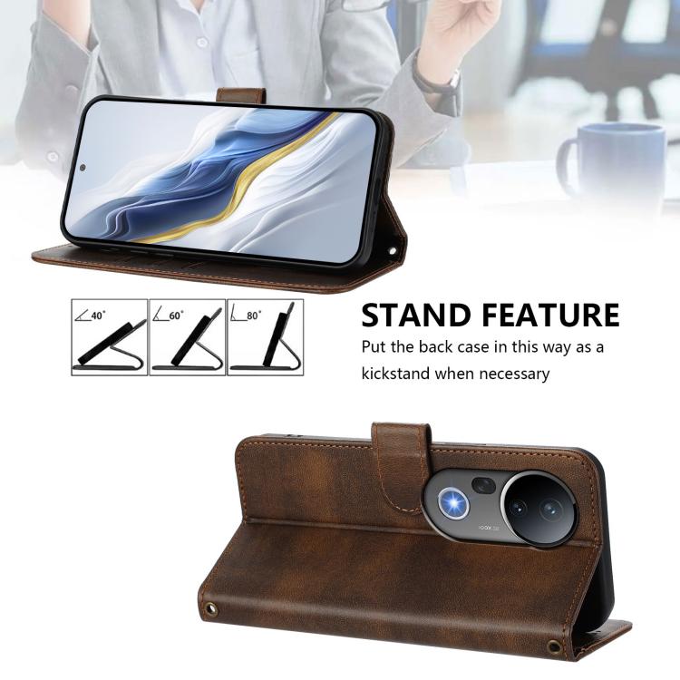 For vivo S20 Pro 5G Line Splicing Buckle Retro Leather Phone Case
