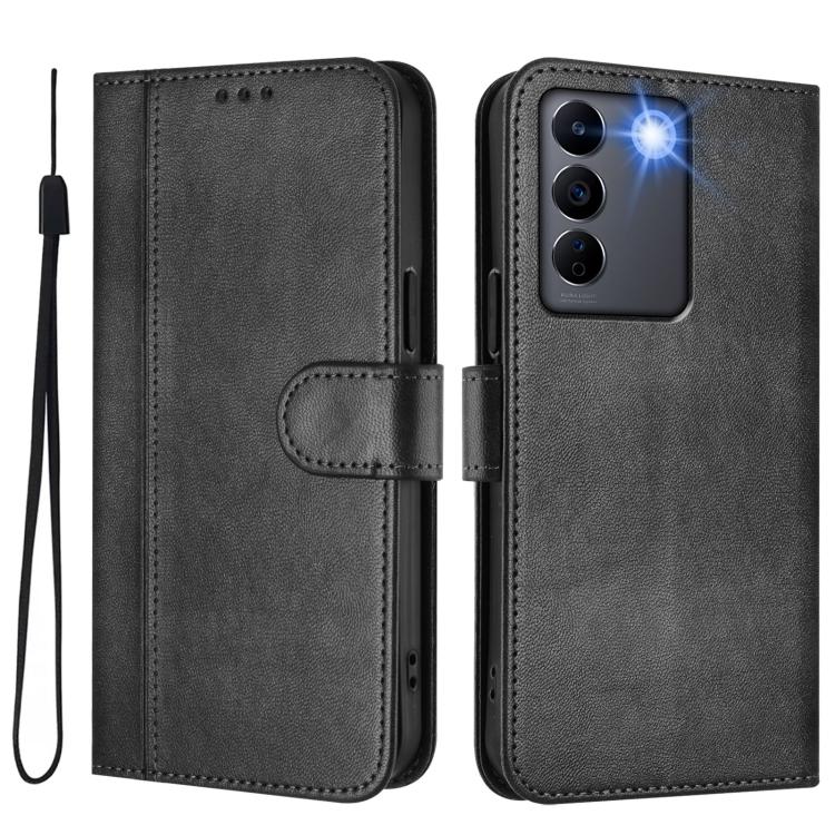 For vivo V27 5G / V27 Pro 5G Global Line Splicing Buckle Retro Leather Phone Case