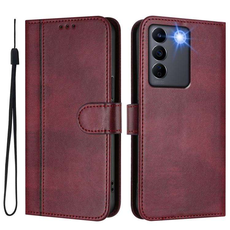 For vivo V27 5G / V27 Pro 5G Global Line Splicing Buckle Retro Leather Phone Case