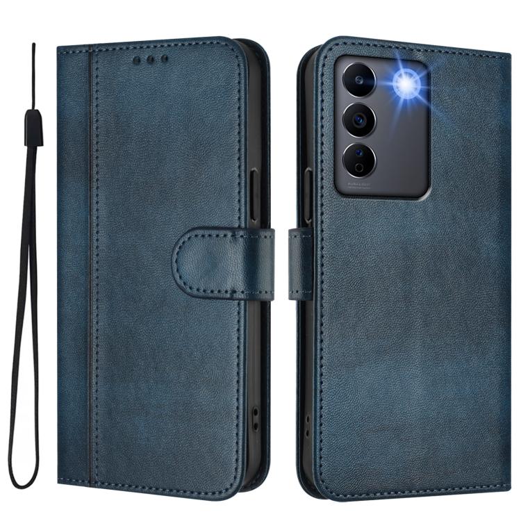 For vivo V27 5G / V27 Pro 5G Global Line Splicing Buckle Retro Leather Phone Case