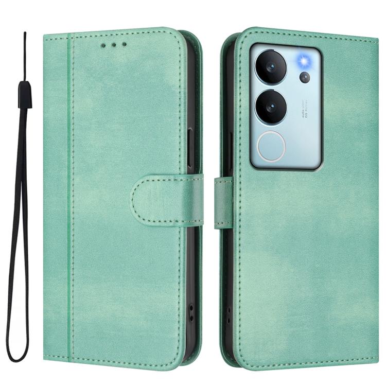 For vivo V29e 5G / V30 Lite 5G Global Line Splicing Buckle Retro Leather Phone Case