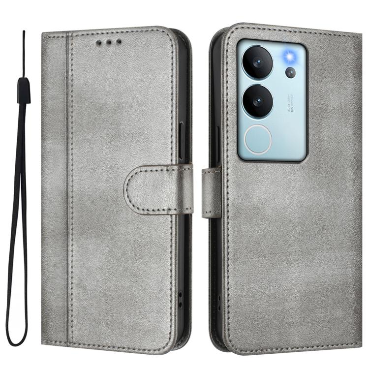 For vivo V29e 5G / V30 Lite 5G Global Line Splicing Buckle Retro Leather Phone Case