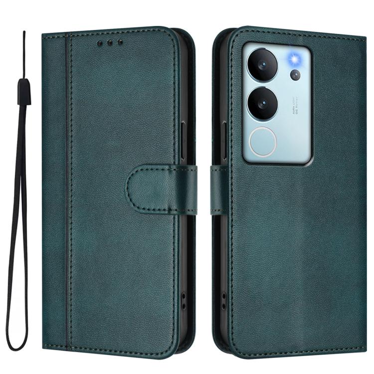For vivo V29e 5G / V30 Lite 5G Global Line Splicing Buckle Retro Leather Phone Case