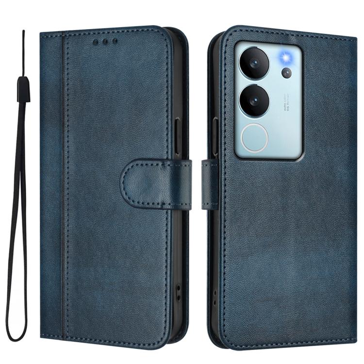 For vivo V29e 5G / V30 Lite 5G Global Line Splicing Buckle Retro Leather Phone Case