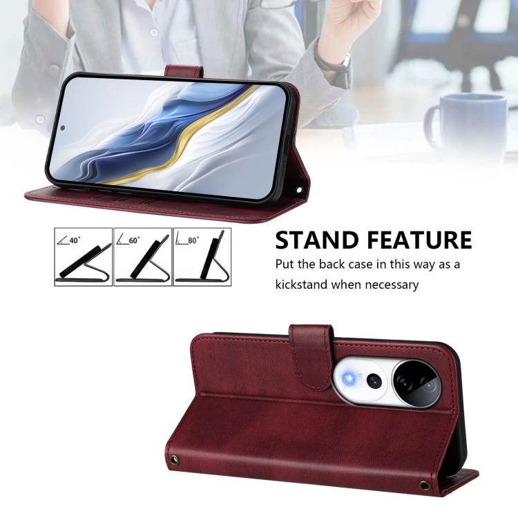 For vivo V40 5G / V40 Pro 5G Global Line Splicing Buckle Retro Leather Phone Case