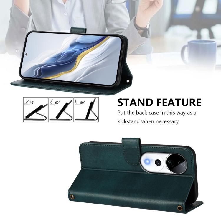 For vivo V40 5G / V40 Pro 5G Global Line Splicing Buckle Retro Leather Phone Case