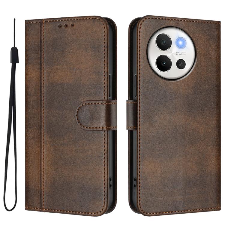 For vivo V30E 5G Global / V40 Lite 5G Line Splicing Buckle Retro Leather Phone Case