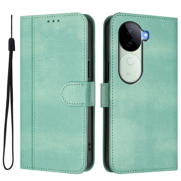 For vivo V40e 5G India / iQOO Z9s 5G Line Splicing Buckle Retro Leather Phone Case
