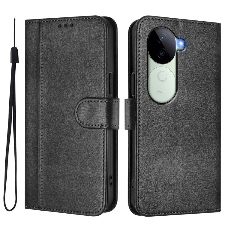 For vivo V40e 5G India / iQOO Z9s 5G Line Splicing Buckle Retro Leather Phone Case