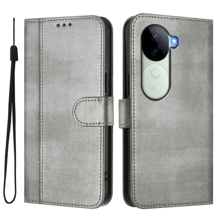 For vivo V40e 5G India / iQOO Z9s 5G Line Splicing Buckle Retro Leather Phone Case