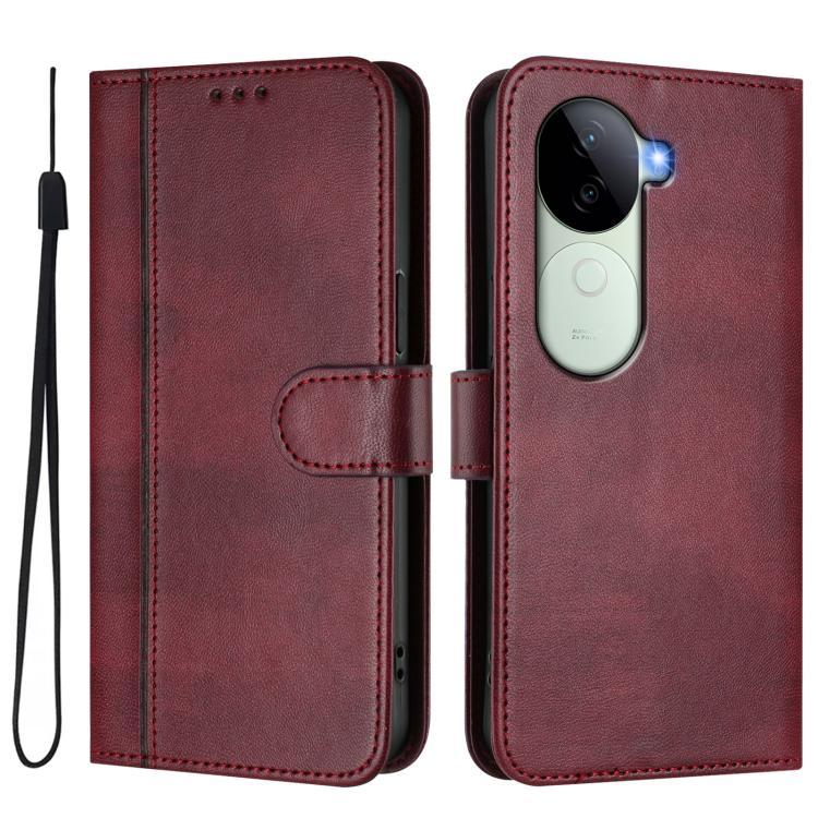 For vivo V40e 5G India / iQOO Z9s 5G Line Splicing Buckle Retro Leather Phone Case