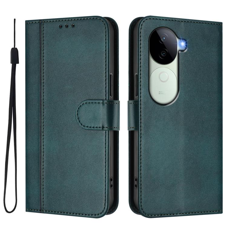 For vivo V40e 5G India / iQOO Z9s 5G Line Splicing Buckle Retro Leather Phone Case