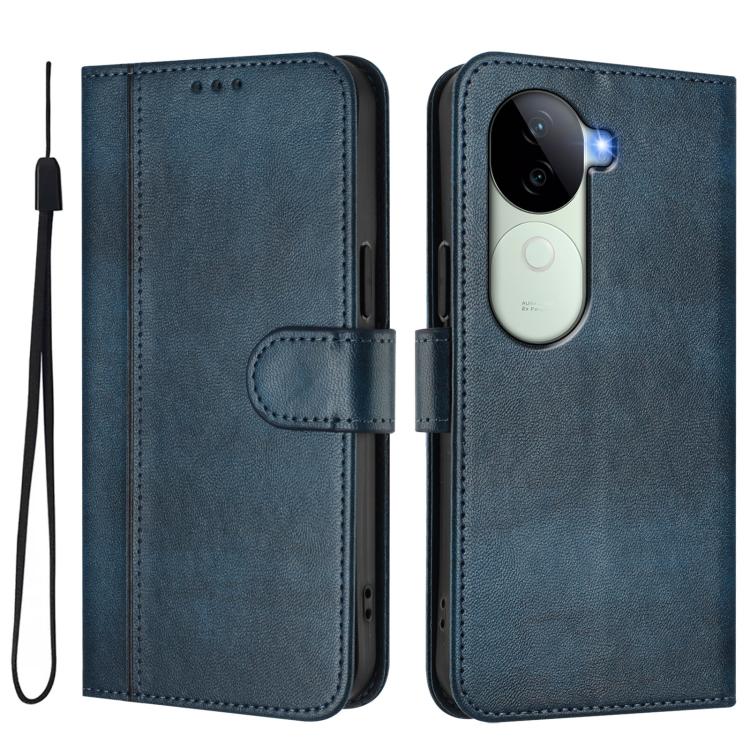 For vivo V40e 5G India / iQOO Z9s 5G Line Splicing Buckle Retro Leather Phone Case