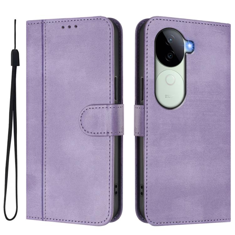 For vivo V40e 5G India / iQOO Z9s 5G Line Splicing Buckle Retro Leather Phone Case