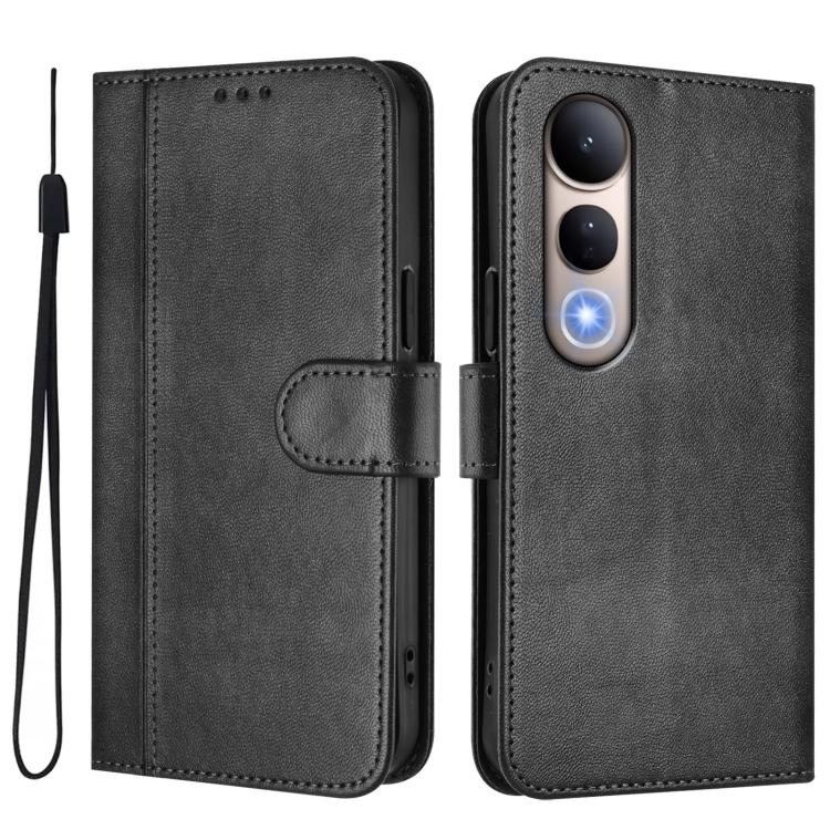 For vivo V50 Lite 5G Global / V40 Lite 4G Line Splicing Buckle Retro Leather Phone Case