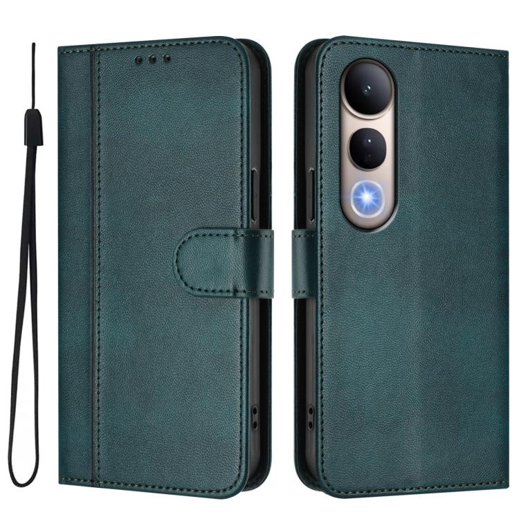 For vivo V50 Lite 5G Global / V40 Lite 4G Line Splicing Buckle Retro Leather Phone Case