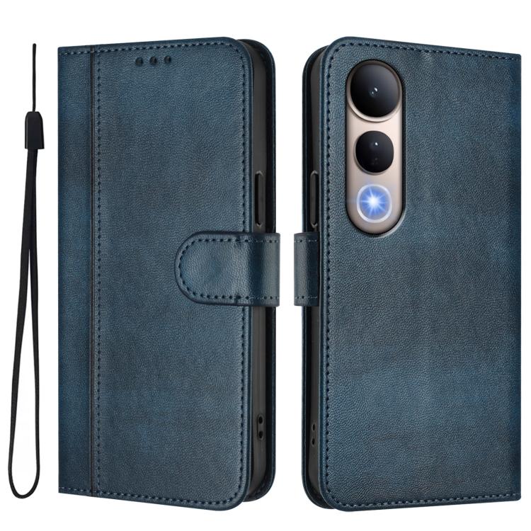 For vivo V50 Lite 5G Global / V40 Lite 4G Line Splicing Buckle Retro Leather Phone Case