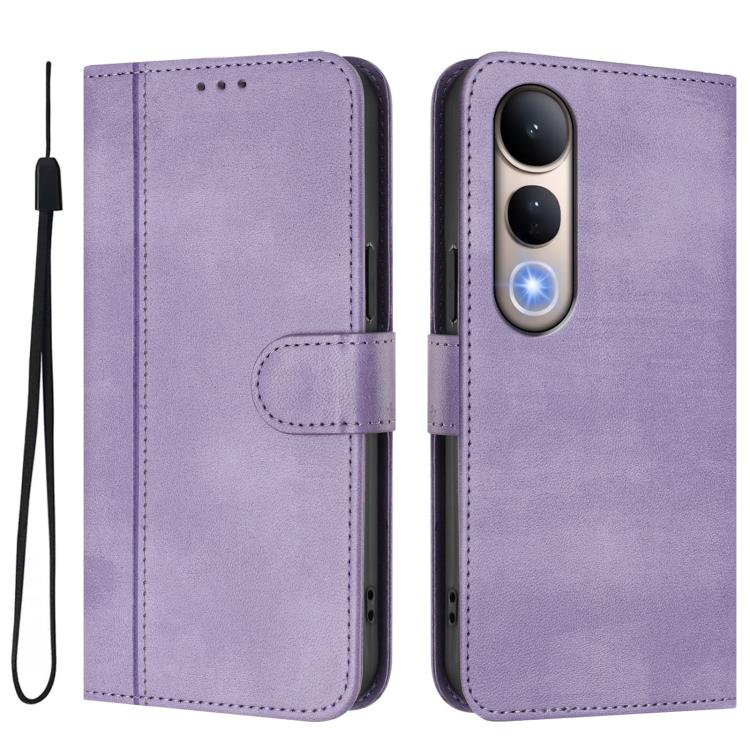 For vivo V50 Lite 5G Global / V40 Lite 4G Line Splicing Buckle Retro Leather Phone Case