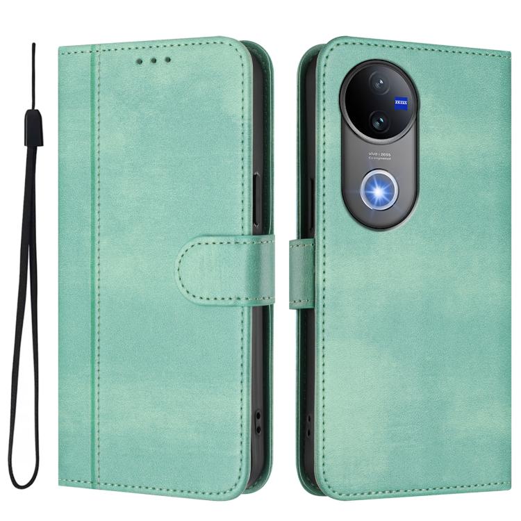 For vivo V50 5G Global Line Splicing Buckle Retro Leather Phone Case