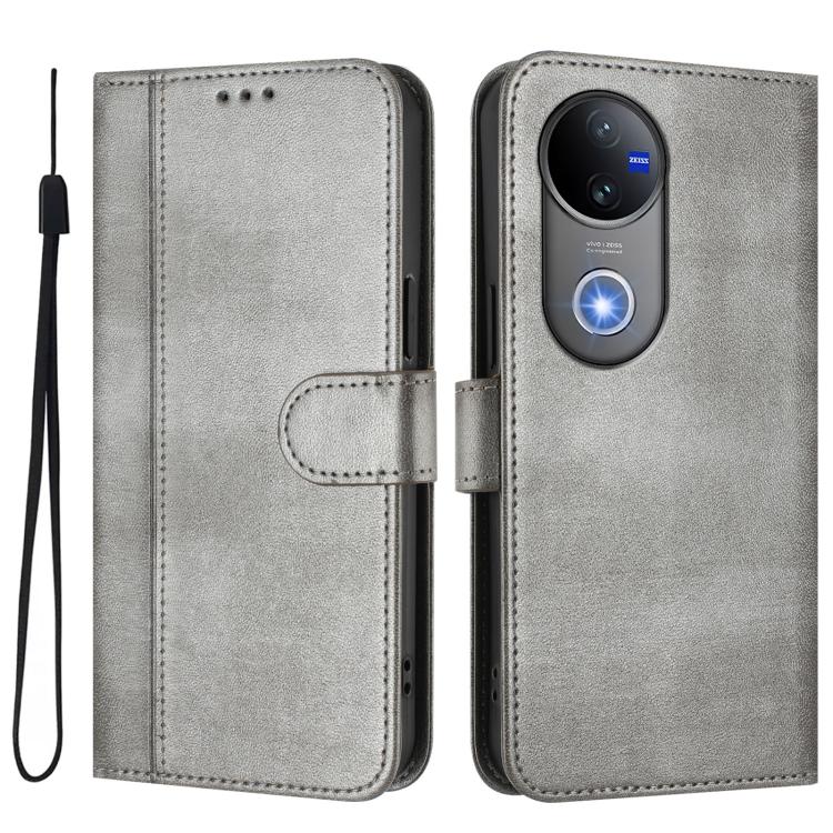 For vivo V50 5G Global Line Splicing Buckle Retro Leather Phone Case