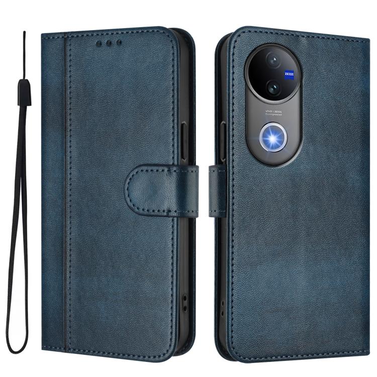 For vivo V50 5G Global Line Splicing Buckle Retro Leather Phone Case