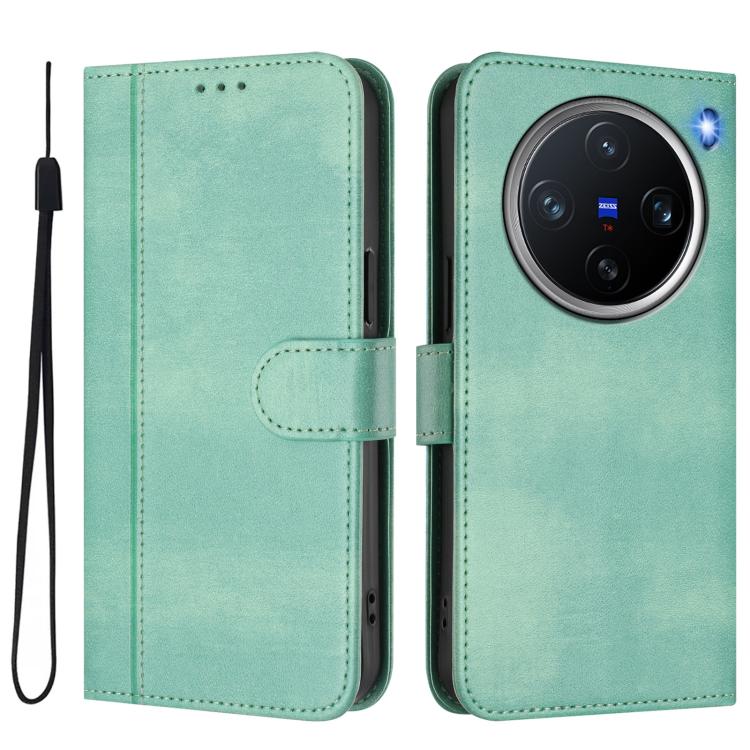 For vivo X200 Pro mini Line Splicing Buckle Retro Leather Phone Case