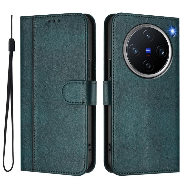 For vivo X200 Pro mini Line Splicing Buckle Retro Leather Phone Case