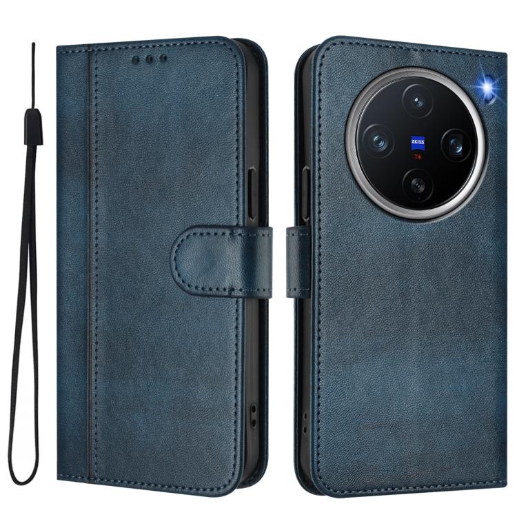 For vivo X200 Pro mini Line Splicing Buckle Retro Leather Phone Case
