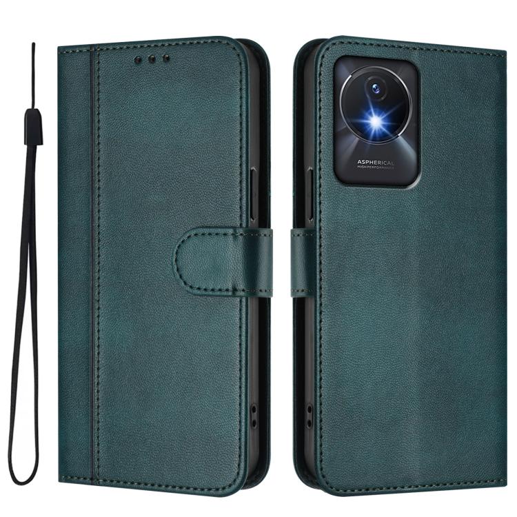 For vivo Y02A 4G / Y02 4G / Y11 2023 Line Splicing Buckle Retro Leather Phone Case