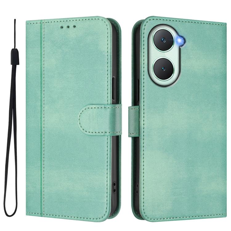 For vivo Y03 4G / Y18 4G Global Line Splicing Buckle Retro Leather Phone Case