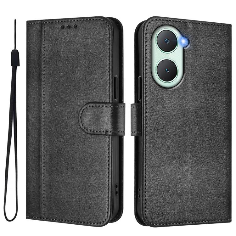 For vivo Y03 4G / Y18 4G Global Line Splicing Buckle Retro Leather Phone Case