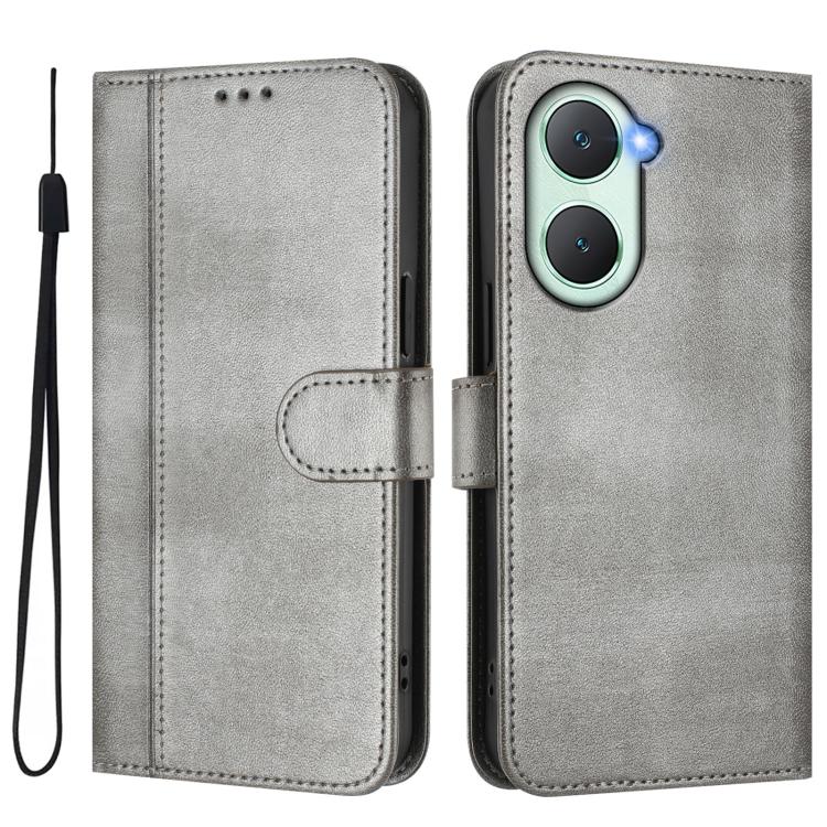 For vivo Y03 4G / Y18 4G Global Line Splicing Buckle Retro Leather Phone Case